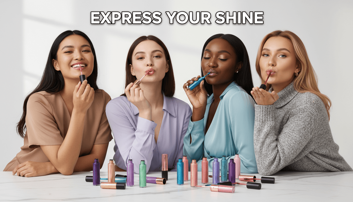 People holding Grandemach beauty products in bright studio